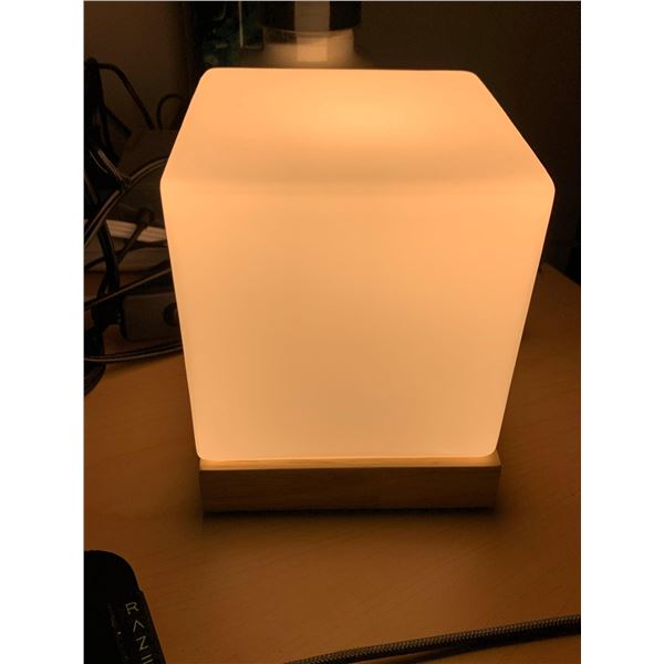 Light Accents Wooden Table Lamp With Cube Shade