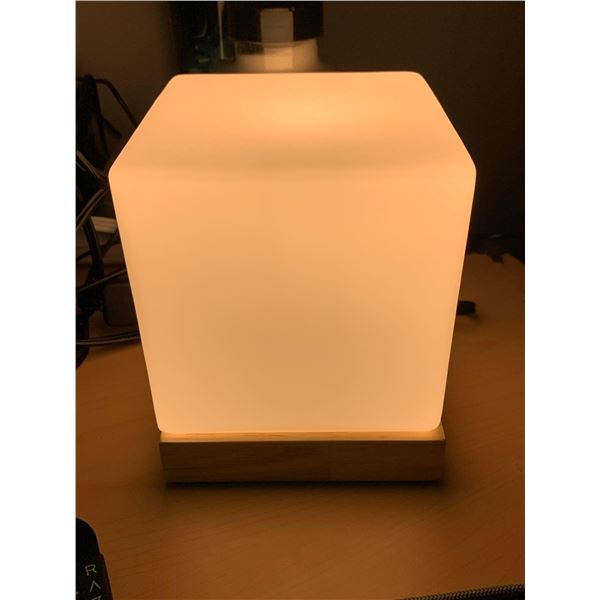 Light Accents Wooden Table Lamp With Cube Shade