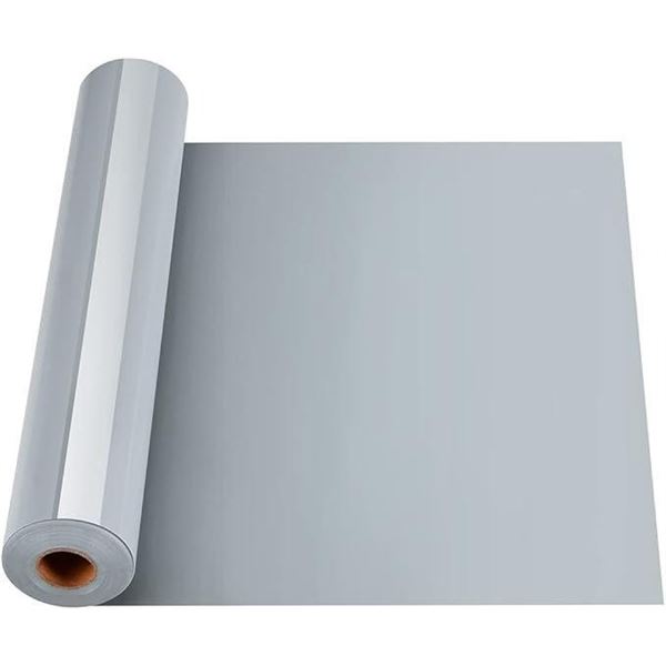 Sileelis Heat Transfer Vinyl Iron on Vinyl-SILVER HTV Vinyl Roll, 12'' X 10FT Vinyl Iron on for Fabr