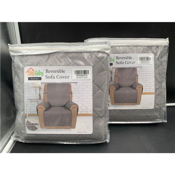 Easy Going Reversible Sofa Cover 2ct-Recliner Grey/Ivory