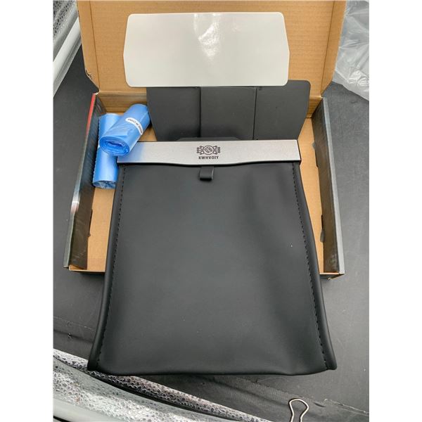 Smart LED Car Trash Can Waterproof Garbage Bag Passenger Side Artificial Leather Storage Pocket Leak