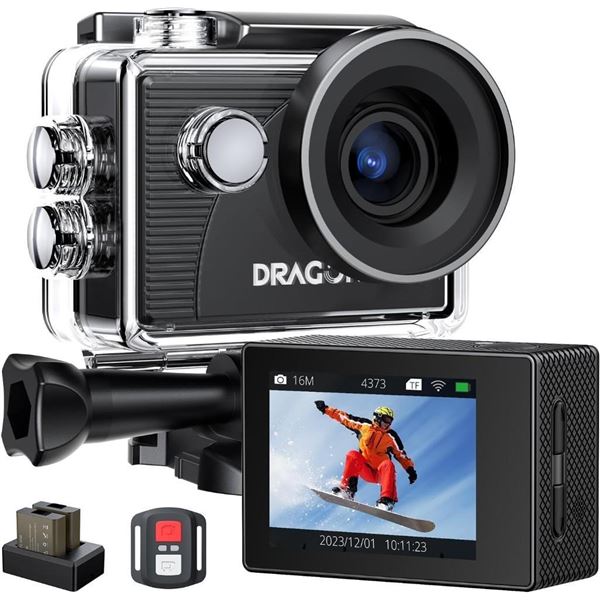 Dragon Touch 4K Action Camera 20MP Vision 3 Underwater Waterproof Camera 170° Wide Angle WiFi Sports