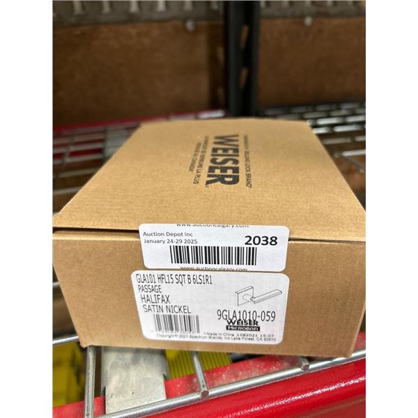 Weiser Halifax Passage Door Lever Set in Satin Nickel