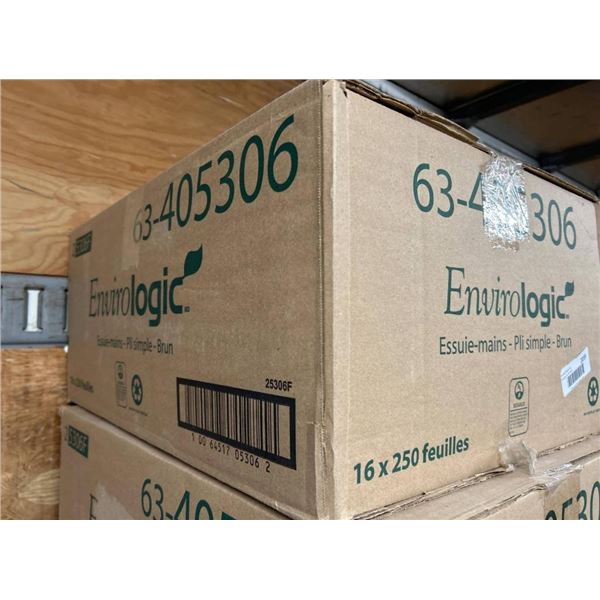 Box of Envirologic Brown Paper Towels, 16 x250 count