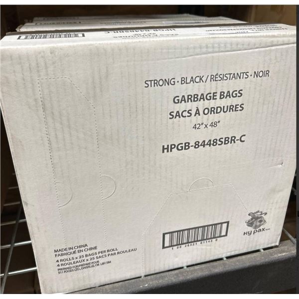 Box of 42″ x 48″ Black Garbage Bags, 144 ct