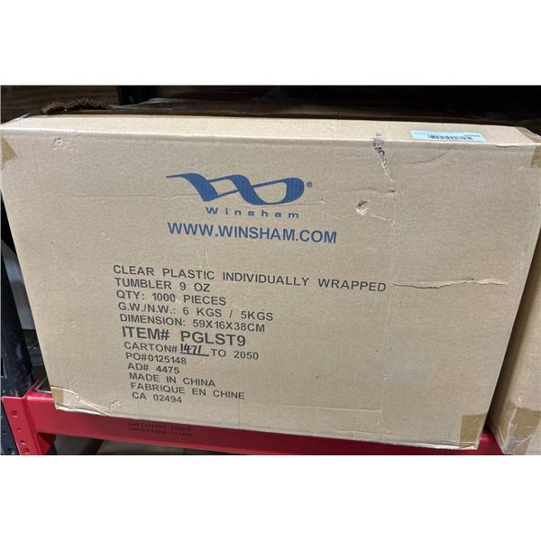 Box of 1000 Winsham 9 Oz Clear Plastic Cups