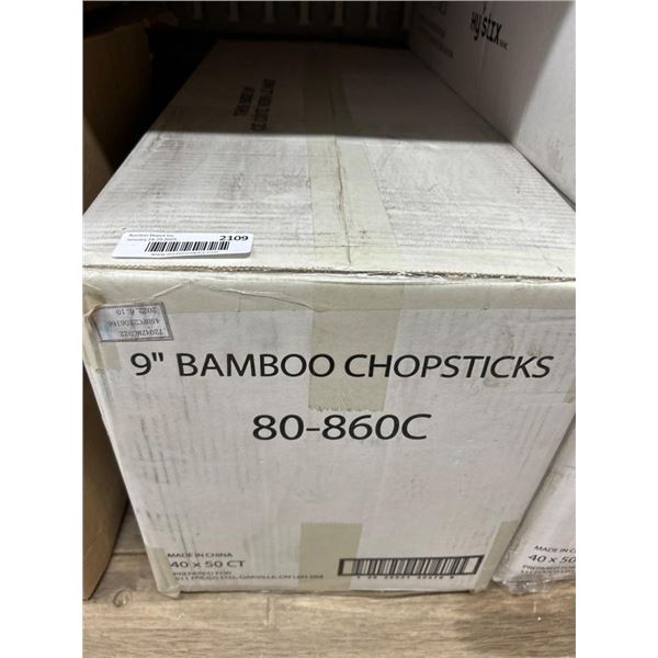 9-Inch Bamboo Chopsticks, 80-860C, Box of 40×50 Count