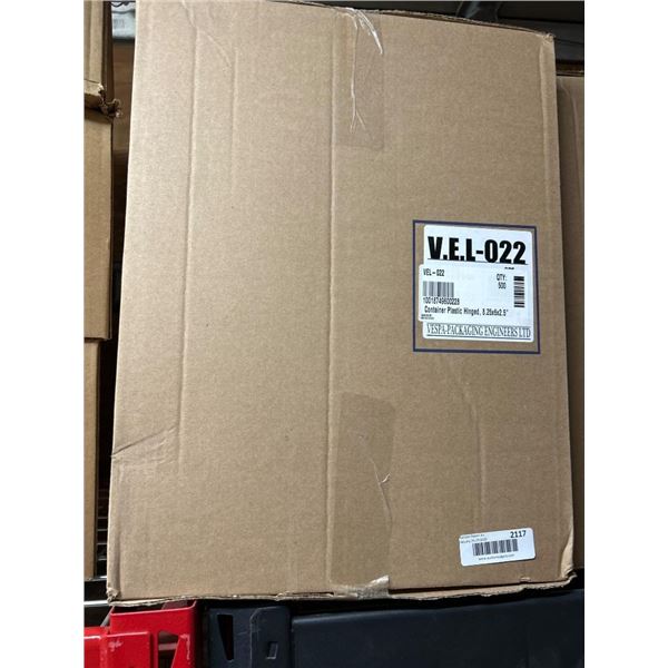V.E.L.-022 Plastic Hinged Containers, Qty 500