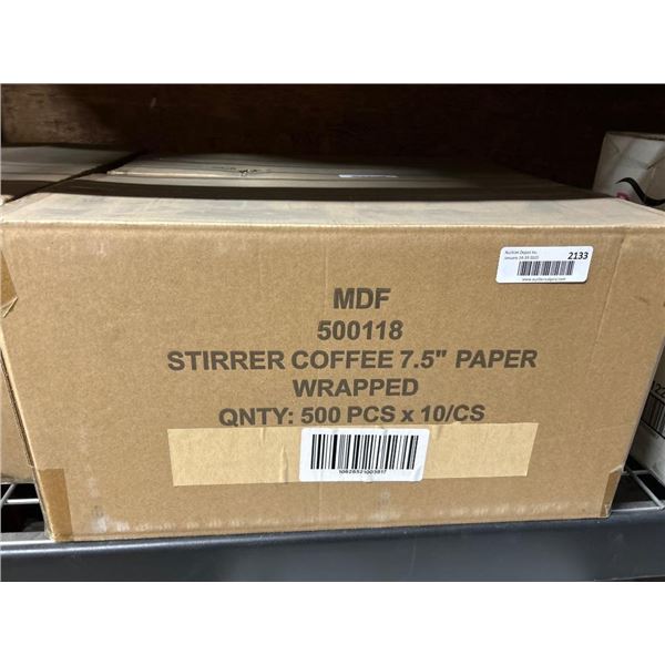 Case of 5000 Paper Coffee Stirrers, 7.5-Inch, Wrapped