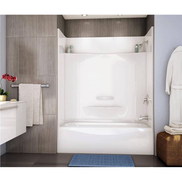 Essence TS-6030 AcrylX Alcove Left-Hand Drain Four-Piece Tub Shower in White59 7/8″ x 30[x=