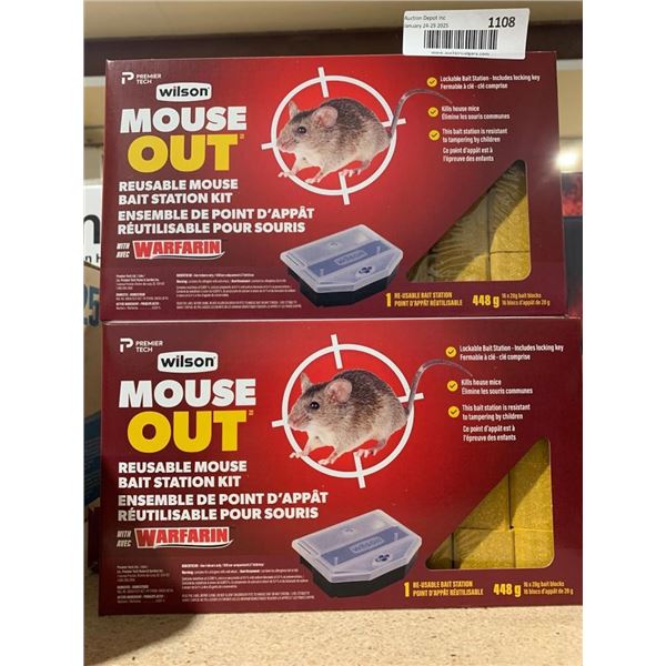 Wilson Mouse Reusable Mouse Out Bait Station Kit with Warfarin Lot of 2