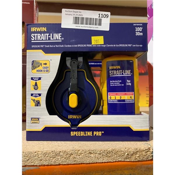 Irwin Strait-Line 100 ft Speedline Pro  Chalk Reel and RED Chalk Set