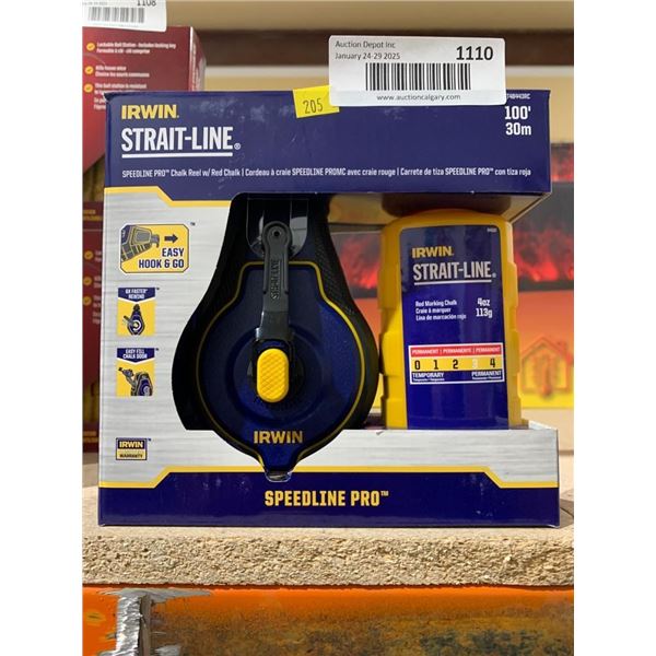 Irwin Strait-Line 100 ft Speedline Pro  Chalk Reel and RED Chalk Set