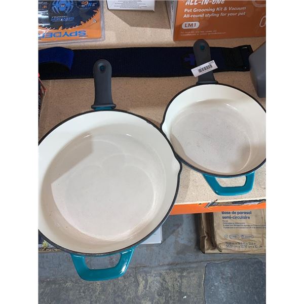 Set of Two Tramotina Enameled Cast Iron Frying Pans