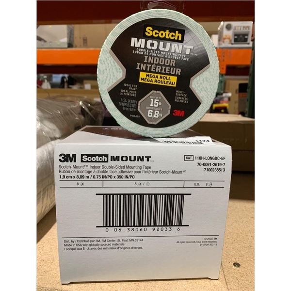 3M Scotch Indoor Mounting Tape, 15 ft Roll Lot of 8 Rolls