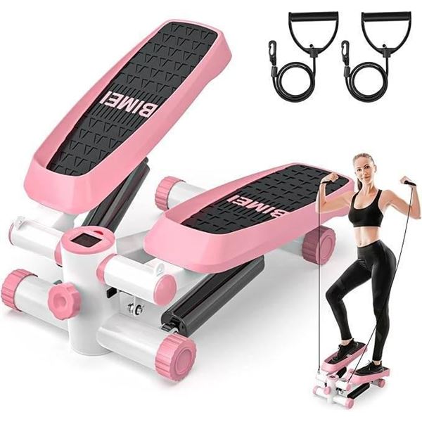 Bimei Pink Mini Stepper Machine with Resistance Bands