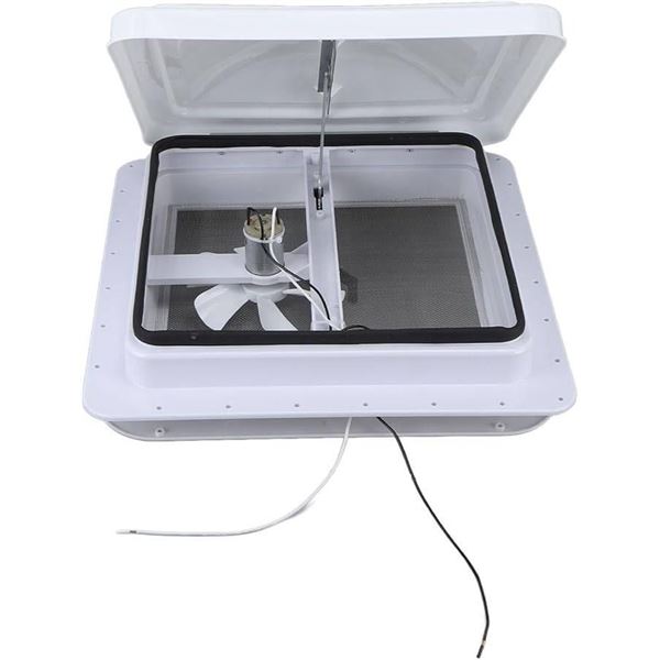 RV Roof Vent, 14 Inch Cargo Universal Roof Vent with 12V Reversible Fan and White Lid for RV Ventila