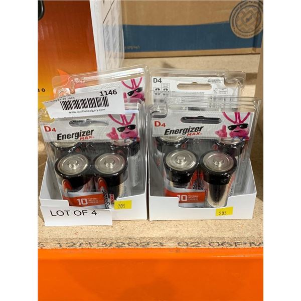 Lot of 4 Packs of Energizer Max D 4 Batteries