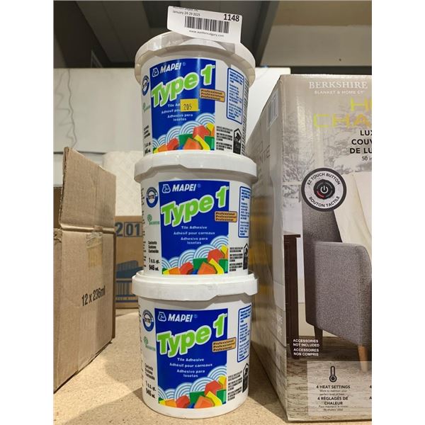 Mapei Type 1 Tile Adhesive, 1 Gallon Containers, Lot of 3