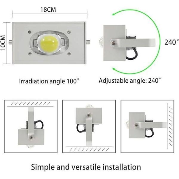 BUCHAM 50W LED flood light, led spotlight, 500W equivalent, suitable for outdoor lighting