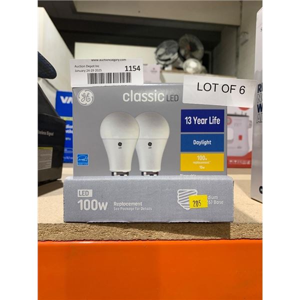 Lot of 6 GE Classic LED 100W Replacement Bulbs