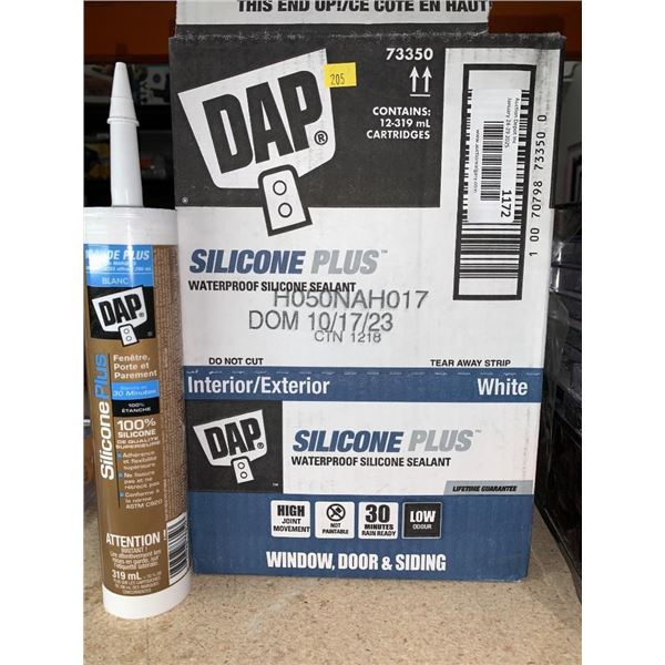 Box of 12 DAP Silicone Plus Waterproof Sealant Cartridges in White