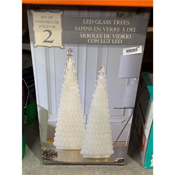 Set of 2 LED Glass Trees With Lights
