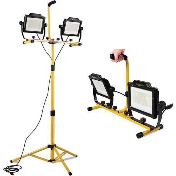 DAYATECH 180W 20000 Lumen Dual-Head LED Work Light with Metal Telescopic Tripod Stand,10 Ft Power Co