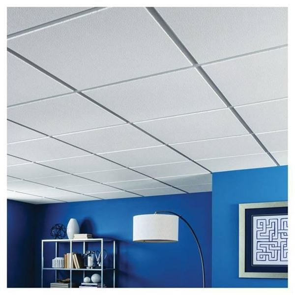 Certainteed Hampton 2-ft x 2-ft x 5/8-in White Mineral Fibre Ceiling Tile – 16/box