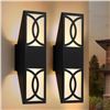 Image 1 : LED Outdoor Wall Lights, WL104B, 2-Pack