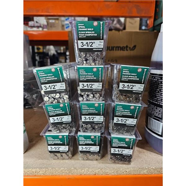 Lot of Grip-Rite 3-1/2 Inch Spiral Framing Nails 10x400g