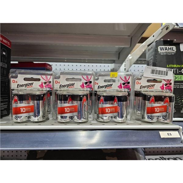 Energizer D4 Alkaline Battery 4-Pack Lot