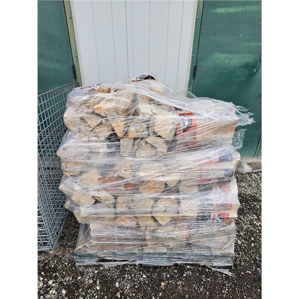 Pallet of Packaged Firewood Logs for Heating or Fireplace