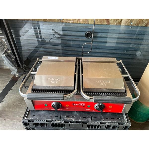 Avantco Double Panini Press Model SG-813E with Grooved Plates