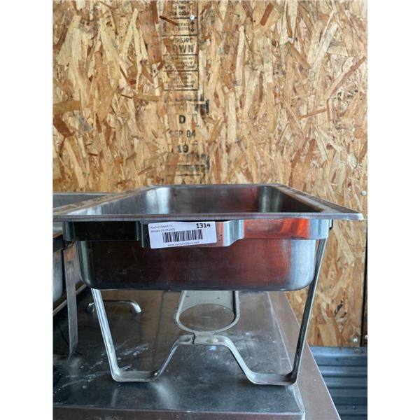 Set of Six Stainless Steel Steam Table Pans with Stands  suitable for catering or buffet settings