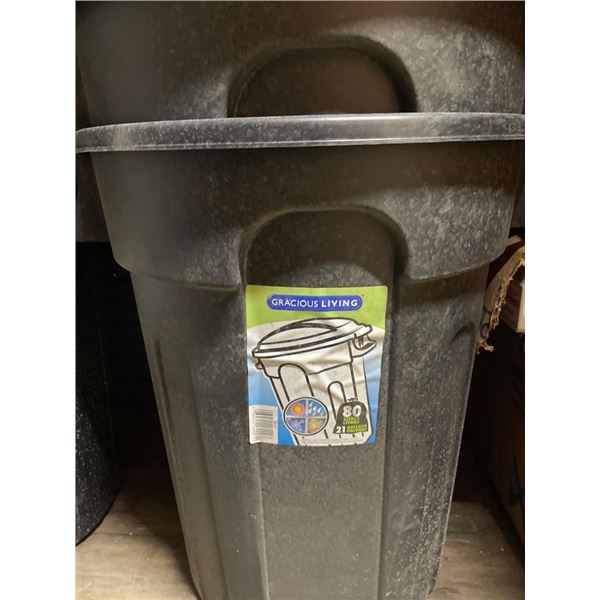 Lot of  10 Gracious Living 80-Liter Black Garbage Cans