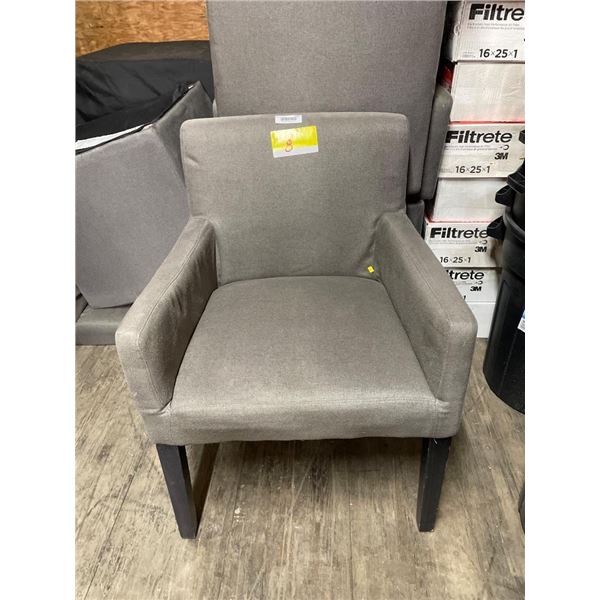 Set of 8 Gray Upholstered Dining  / Office Chairs  with Wooden Legs