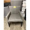 Image 1 : Set of 8 Gray Upholstered Dining  / Office Chairs  with Wooden Legs