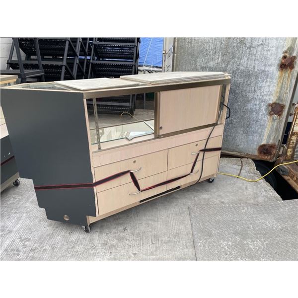 Commercial Display Case with Glass and Storage 80″wx22″dx41 1/2″h