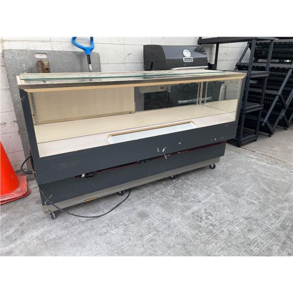Glass Display Case with Sliding Doors and Storage 6’wx22″dx41 3/4″h