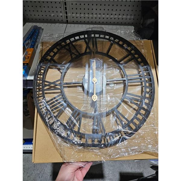 Roman Numeral Metal Wall Clock in Black Finish