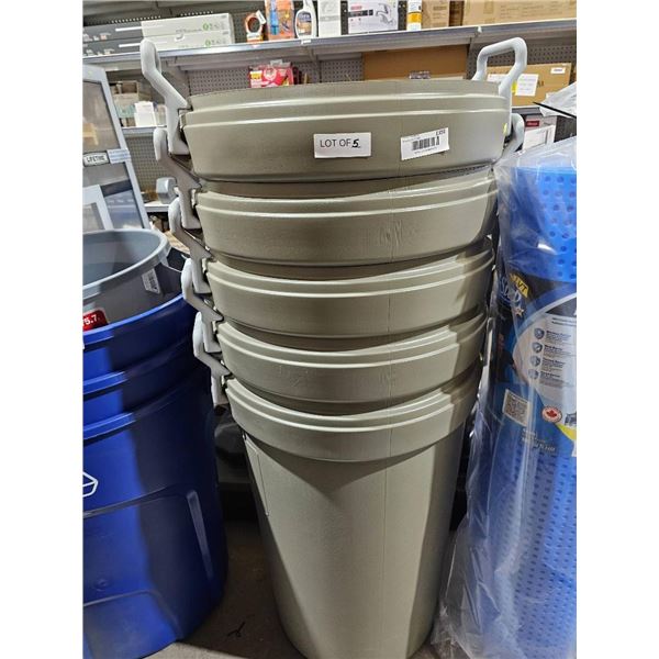 Rubbermaid Animal Stopper Refuse Containers, 32 Gal, Set of 5 – No Lids