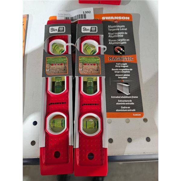 Swanson 9-Inch Magnetic Aluminum Torpedo Levels – Lot of 2