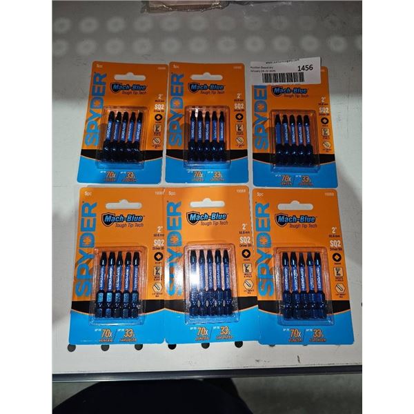 Spyder 5-Pack 2-Inch Mach-Blue S02 Driver Bits (6 Total Packs)