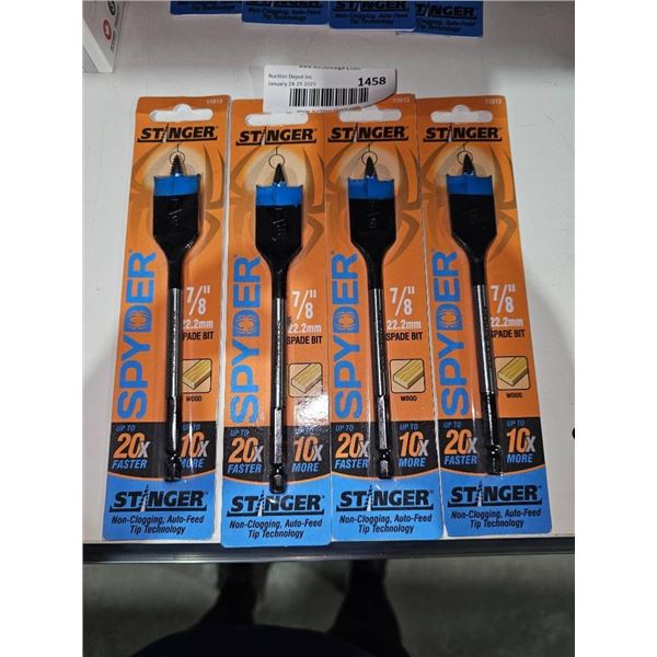 Set of 4 Spyder Stinger 7/8-Inch Spade Bits