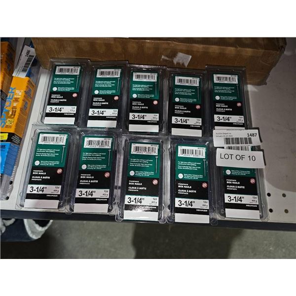 Lot of 10 Packs of Hillman 3-1/4 Inch Phosphate Box Nails