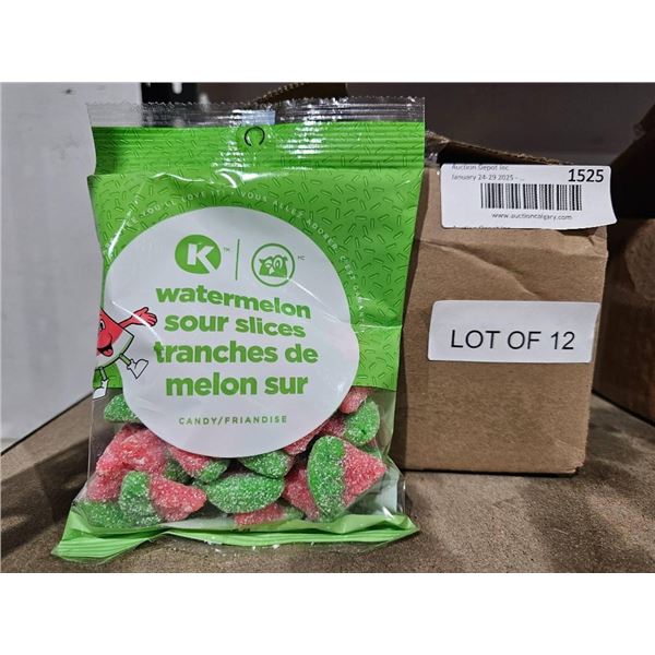 Lot of 12 Bags of Watermelon Sour Slices Candy