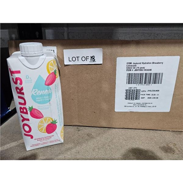 Lot of 18 Joyburst Renew White Peach Strawberry Drinks 500mL