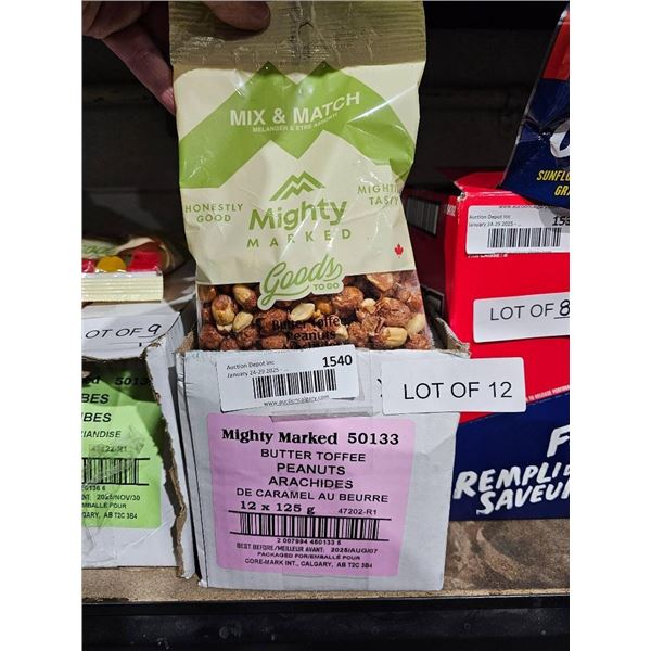 Lot of 12 Mighty Marked Goods Butter Toffee Peanuts 125 g Bags