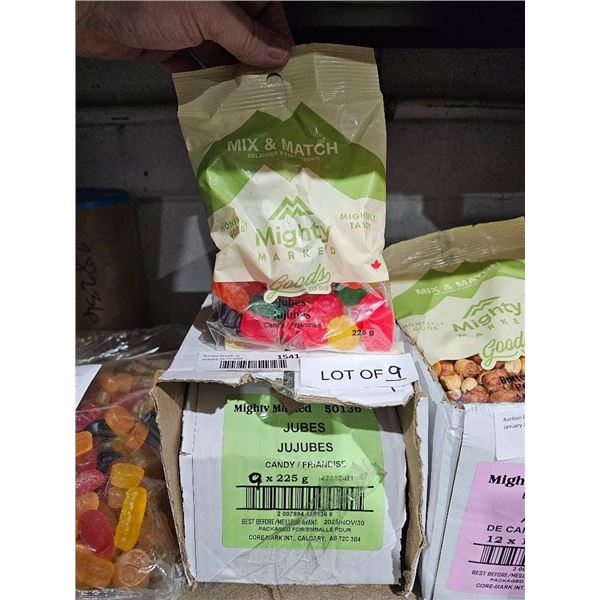 Lot of 9x 225g Mighty Mart Jujubes Candy Packs